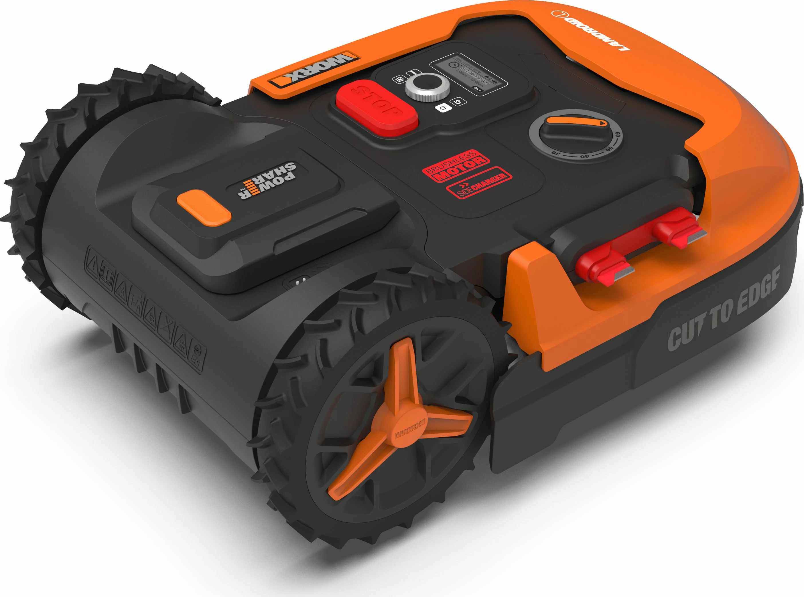 Robot kositës bari Worx Landroid L1000 WR147E.1, bateri 20V 4Ah, për deri 1500 m², 18 cm, 30–60 mm, portokalli/zi