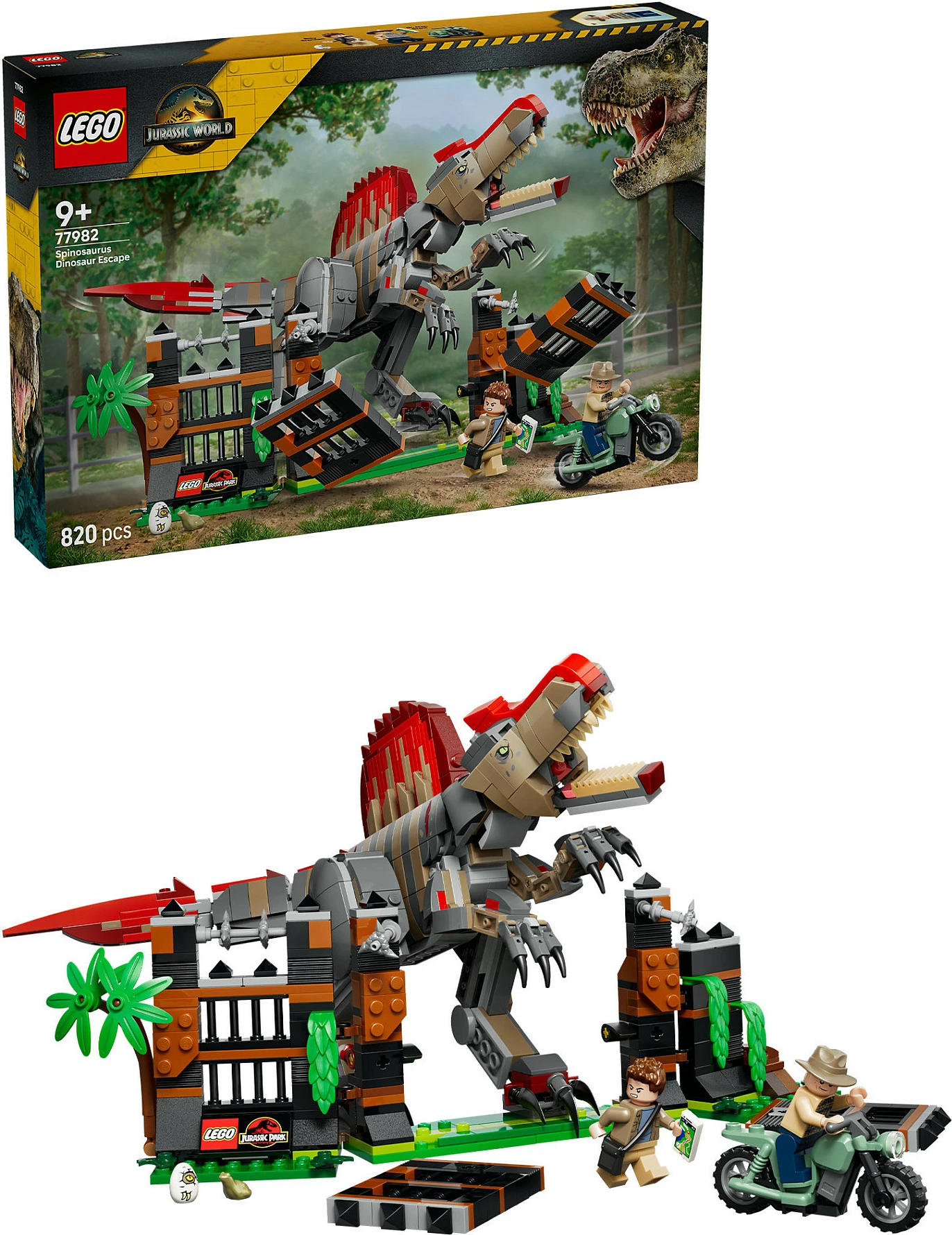 Set LEGO Jurassic World 77982 Spinosaurus Escape, 820 copë, 9+