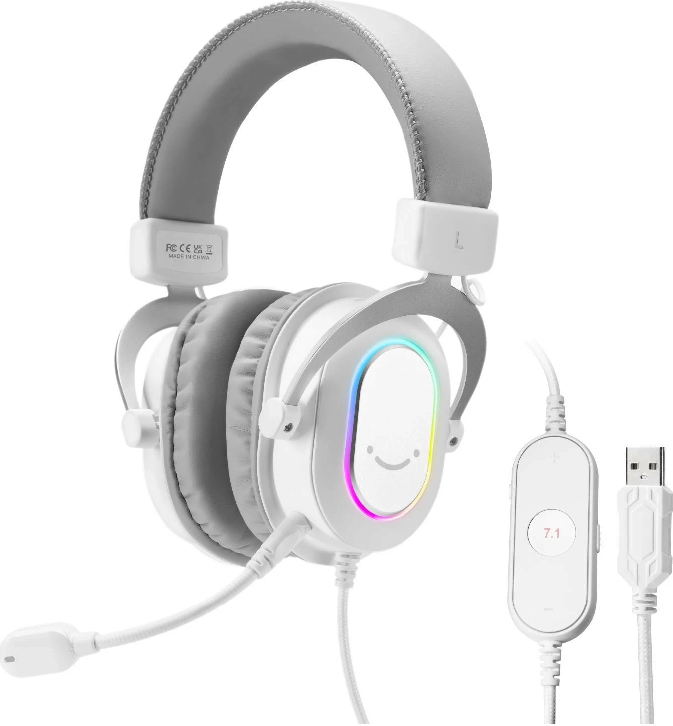 Kufje Fifine H6W AmpliGame, 7.1 Surround, RGB, USB/3.5mm, me mikrofon, të bardha