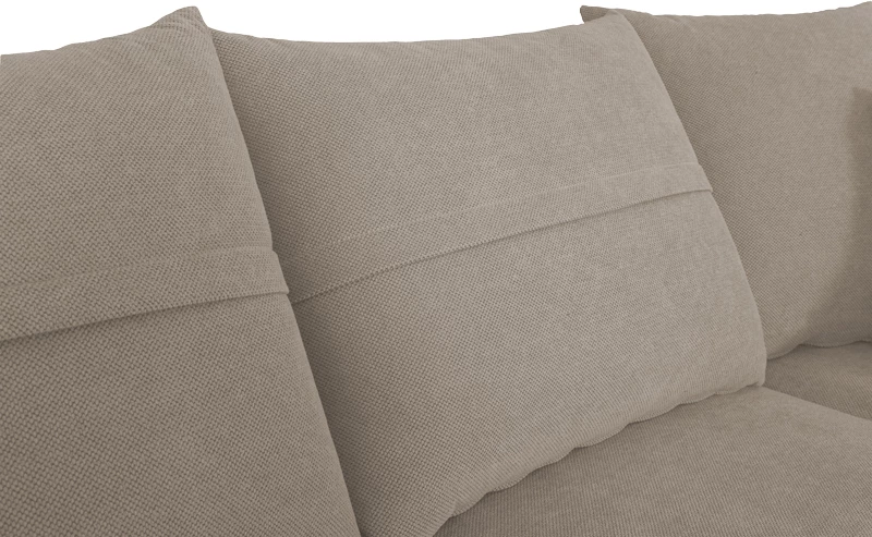 Kënd divani Montana, ngjyrë gri-bezhë, jastëkë ngjyrë gri të çelur, 275x215x93 cm