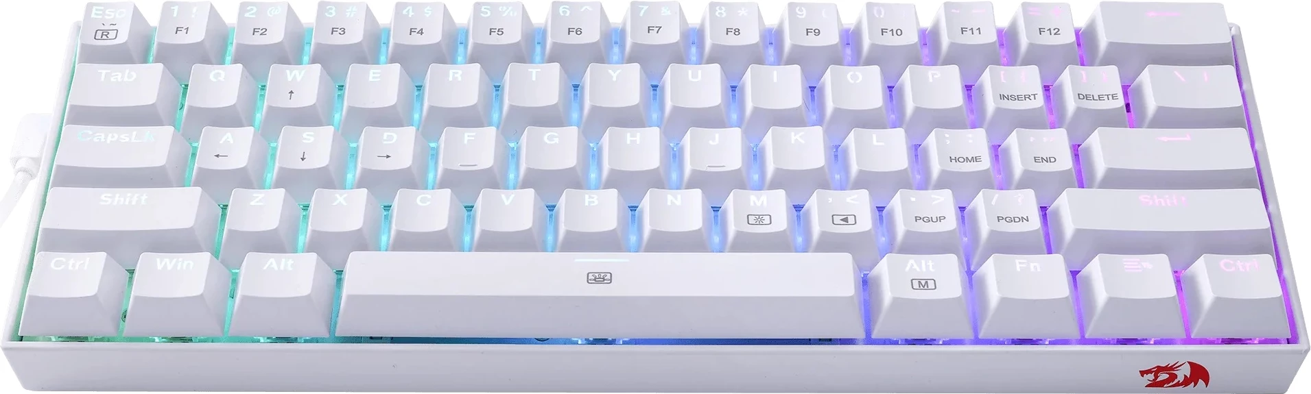 Tastierë mekanike Redragon Dragonborn K630 60% (61 taste) RGB, red switch, e bardhë