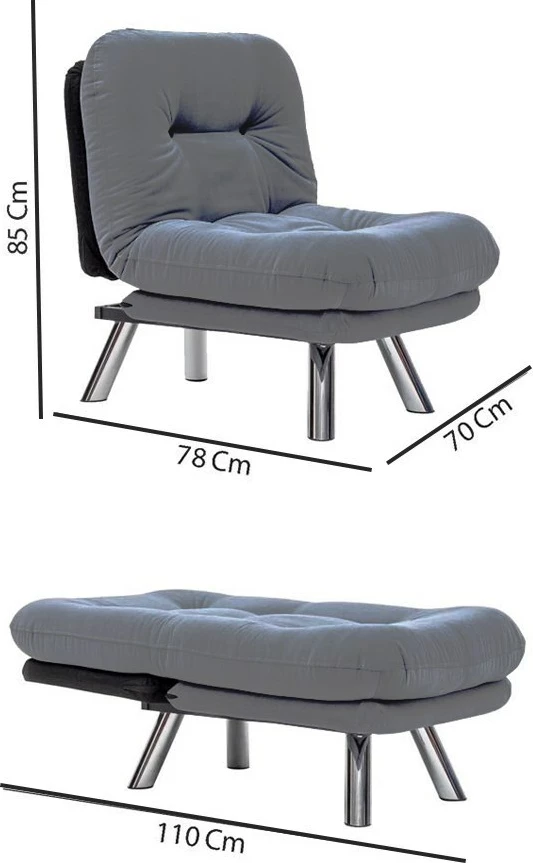 Krevat-karrige një vendësh Atelier del Sofa, Misa Small Solo, gri e çelët