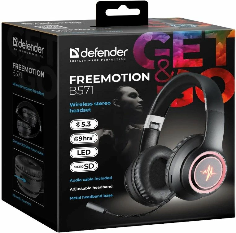 Kufje wireless DEFENDER Freemotion B571, të zeza LED