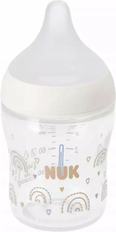 Biberon NUK Perfect Match 10743092 150 ml me biberon silikoni, indikator temperature, anti-kolik, transparent/bezhë, 1 copë