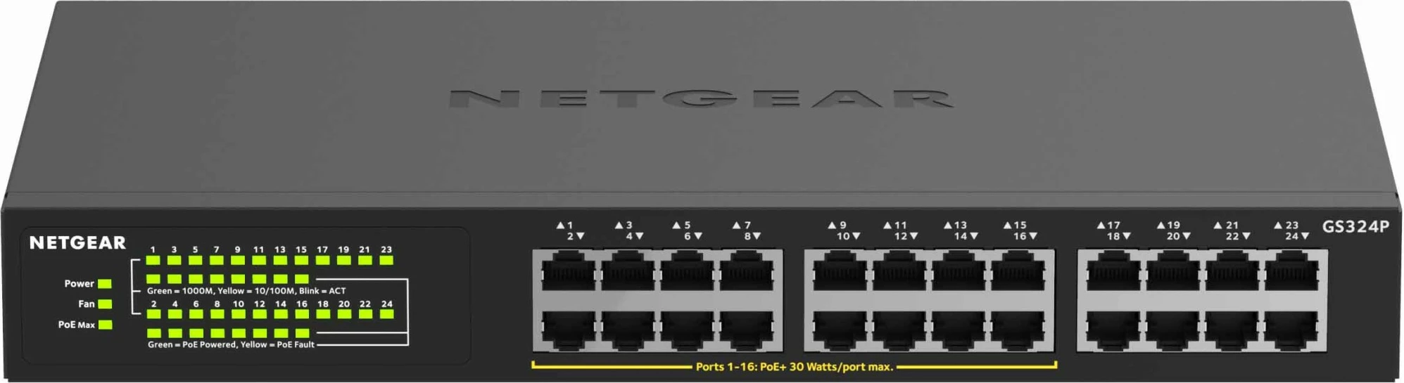 Switch NETGEAR GS324P, Gigabit Ethernet, PoE, 24 porte, 1U