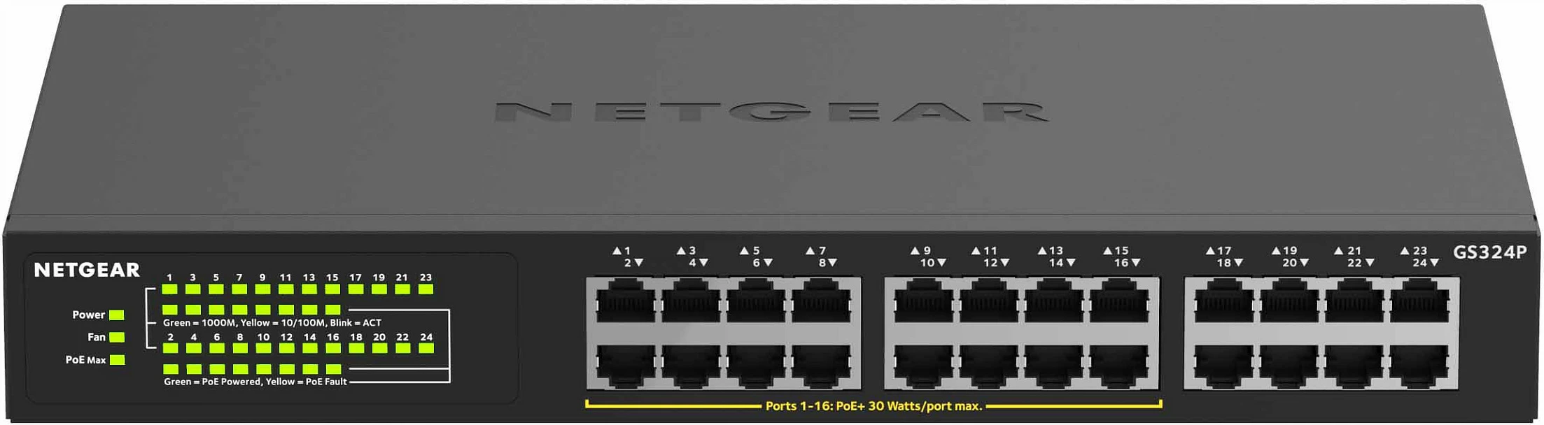 Switch NETGEAR GS324P, Gigabit Ethernet, PoE, 24 porte, 1U