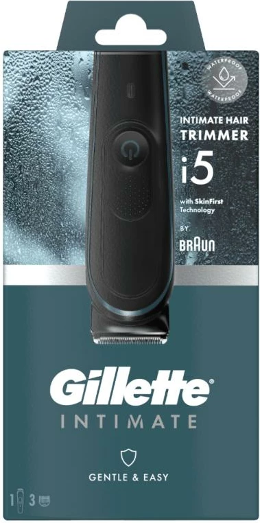 Makinë rroje/trimmer intime Gillette INTIMATE i5, pa kabllo, Li-Ion 100 min, waterproof, set 3 krehra + karikues, e zezë