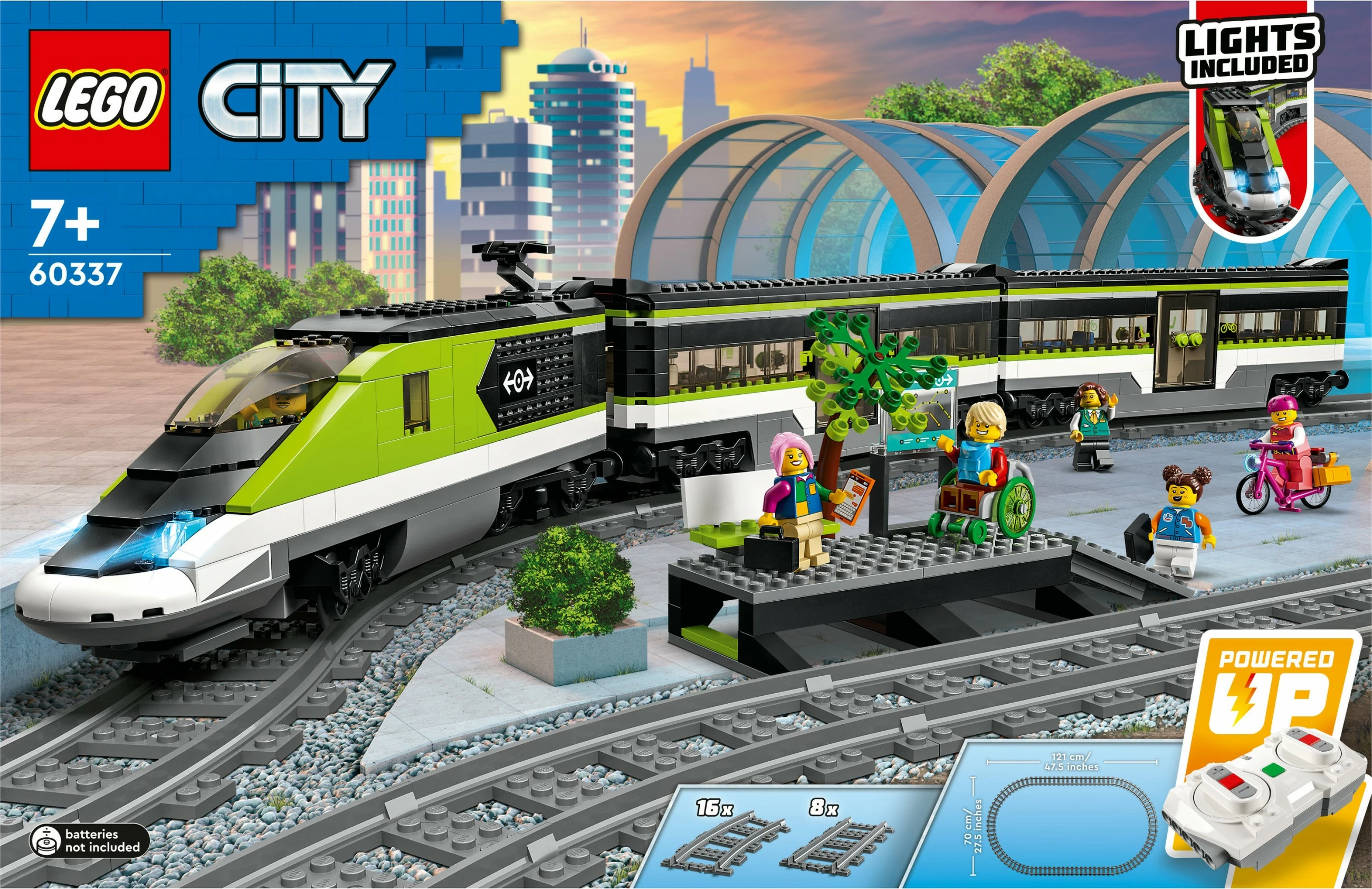 Set ndërtimi LEGO City Express Passenger Train, 7 vjeç e lart, plastik, 764 pjesë, shumëngjyrësh