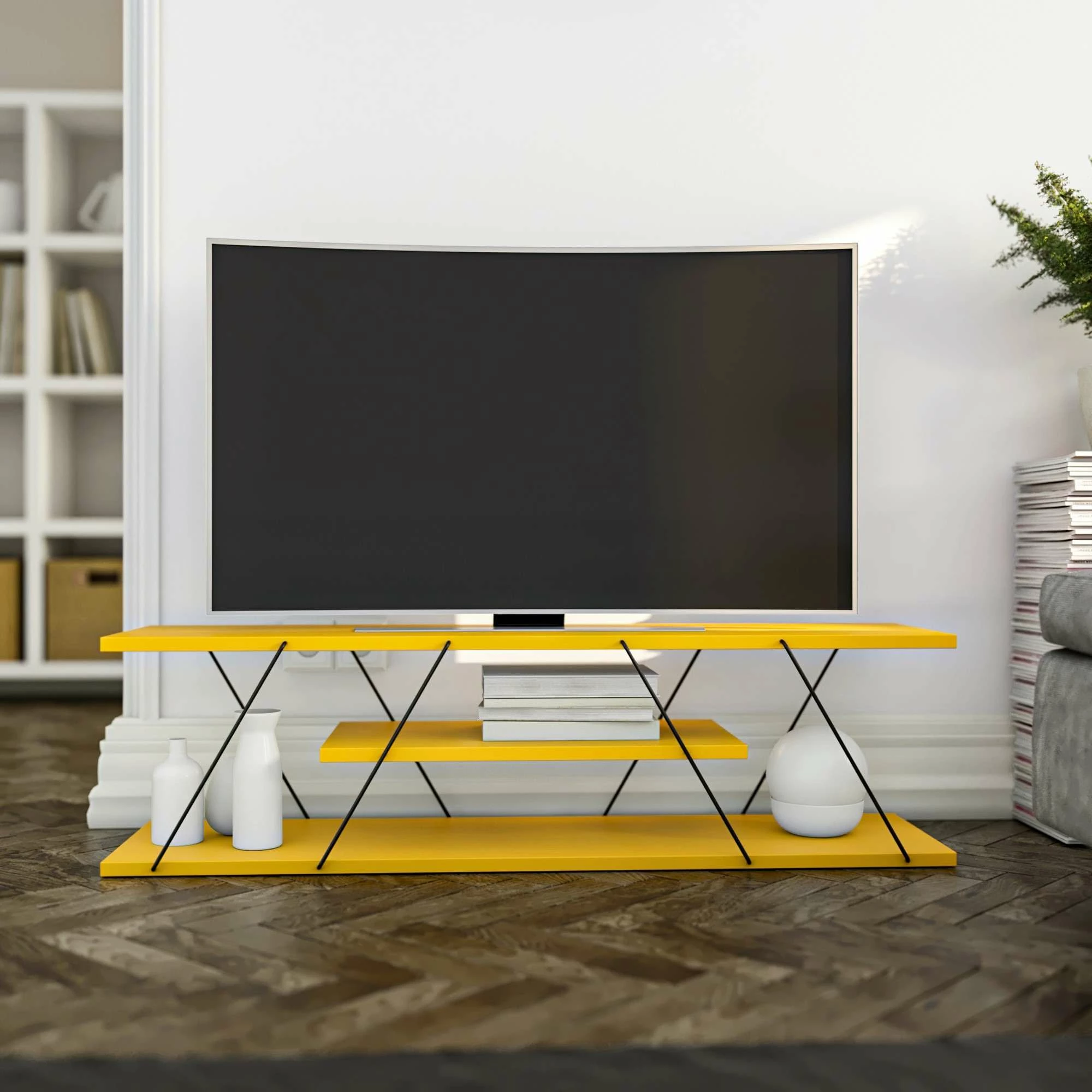 Komodë TV Hanah Home, Canaz v2, e verdhë