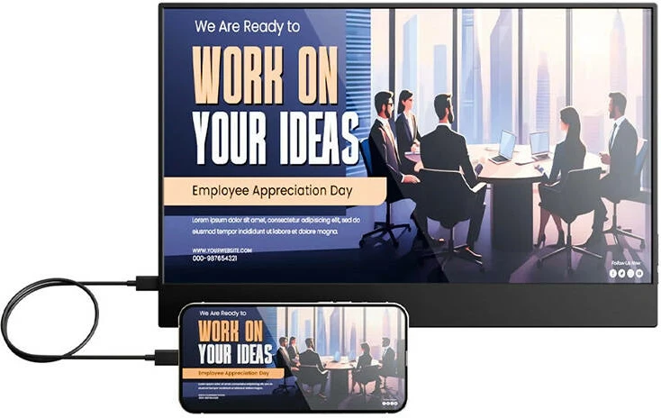 Monitor portativ BlitzWolf PCM3-AIR, 14", FHD 1080p, HDR, me altoparlantë, i zi