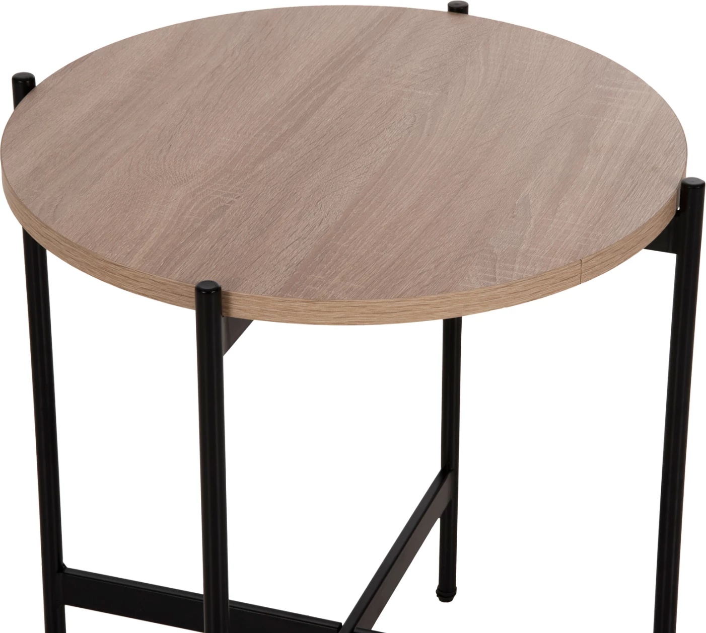 Tavolinë anësore FH9589.03 MDF SONOMA-Bazë metalike e zezë Φ50x55Hcm