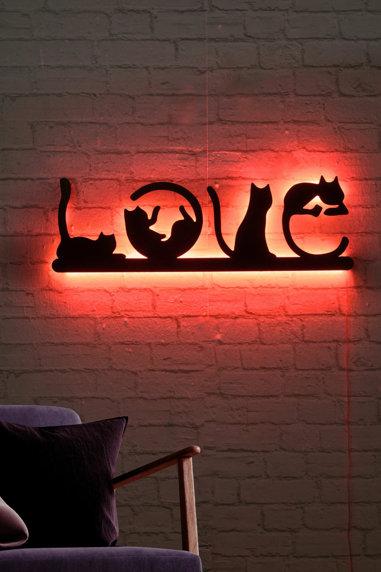 Dritë dekorative LED, motiv 'LOVE' me mace, e kuqe