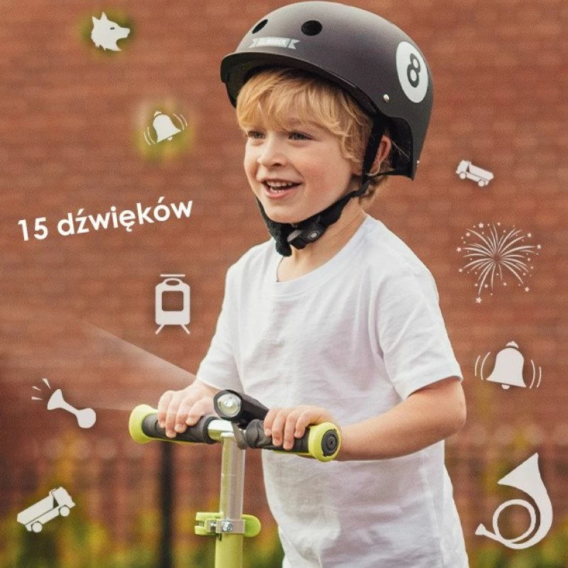 Dritë LED dhe borizanë për biçikletë dhe trotinet Globber Mini Buzzer, për fëmijë