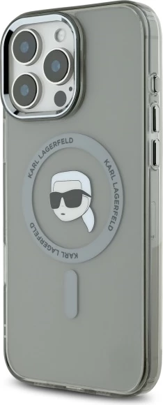 Mbështjellës Karl Lagerfeld IML Metal Karl Head MagSafe për iPhone 16 Pro Max, Zi