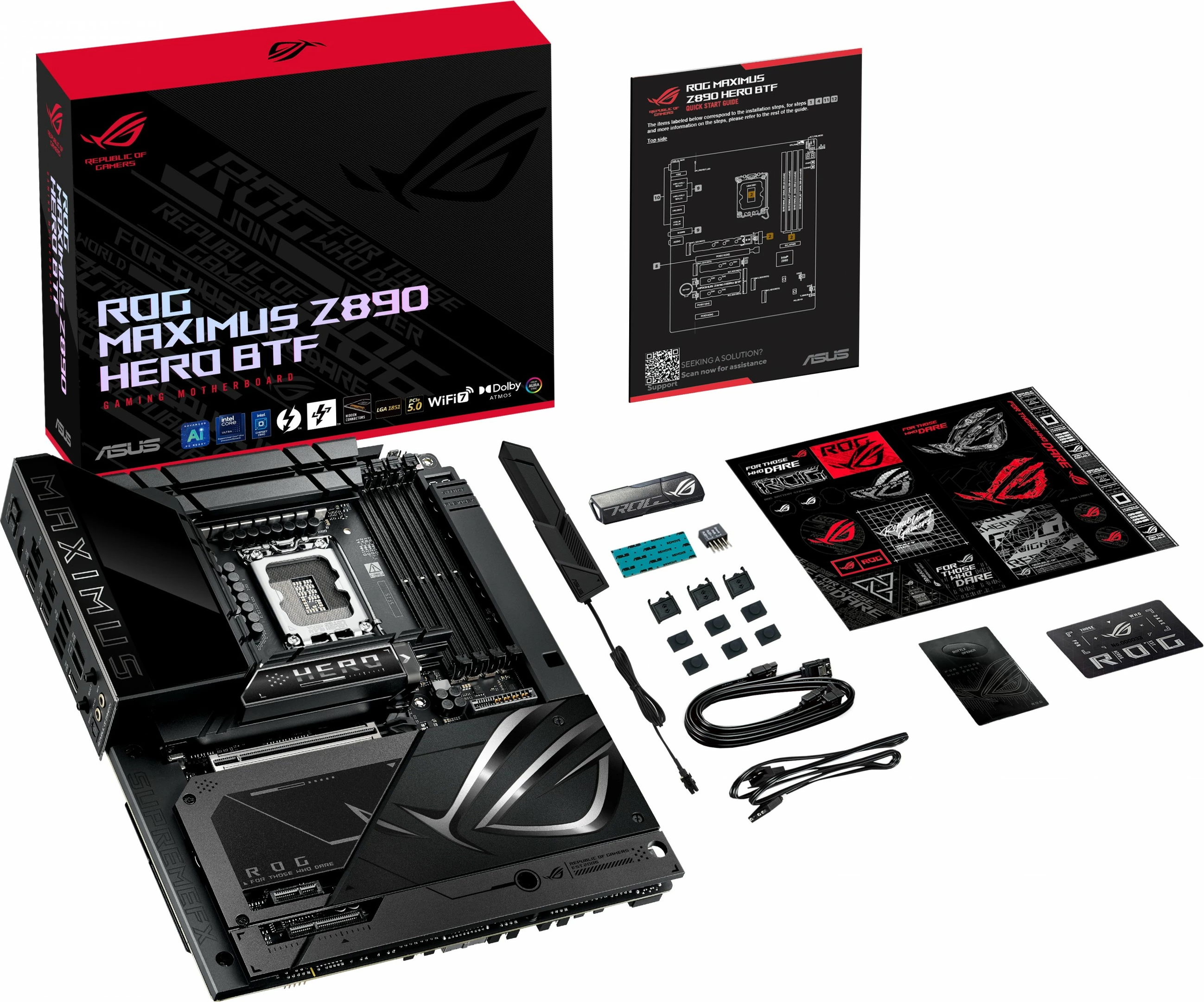 Pllakë amë ASUS ROG MAXIMUS Z890 HERO BTF, Intel, LGA 1851, DDR5, 256 GB