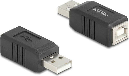 Adapter USB DeLOCK 67202, USB-A mashkull në USB-B femër, USB 2.0, i zi