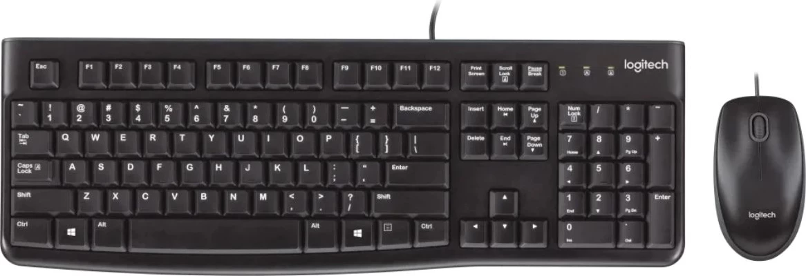 Komplet maus dhe tastierë, Logitech, MK120 920-002562, US-Int layout, me kabllo, e zezë