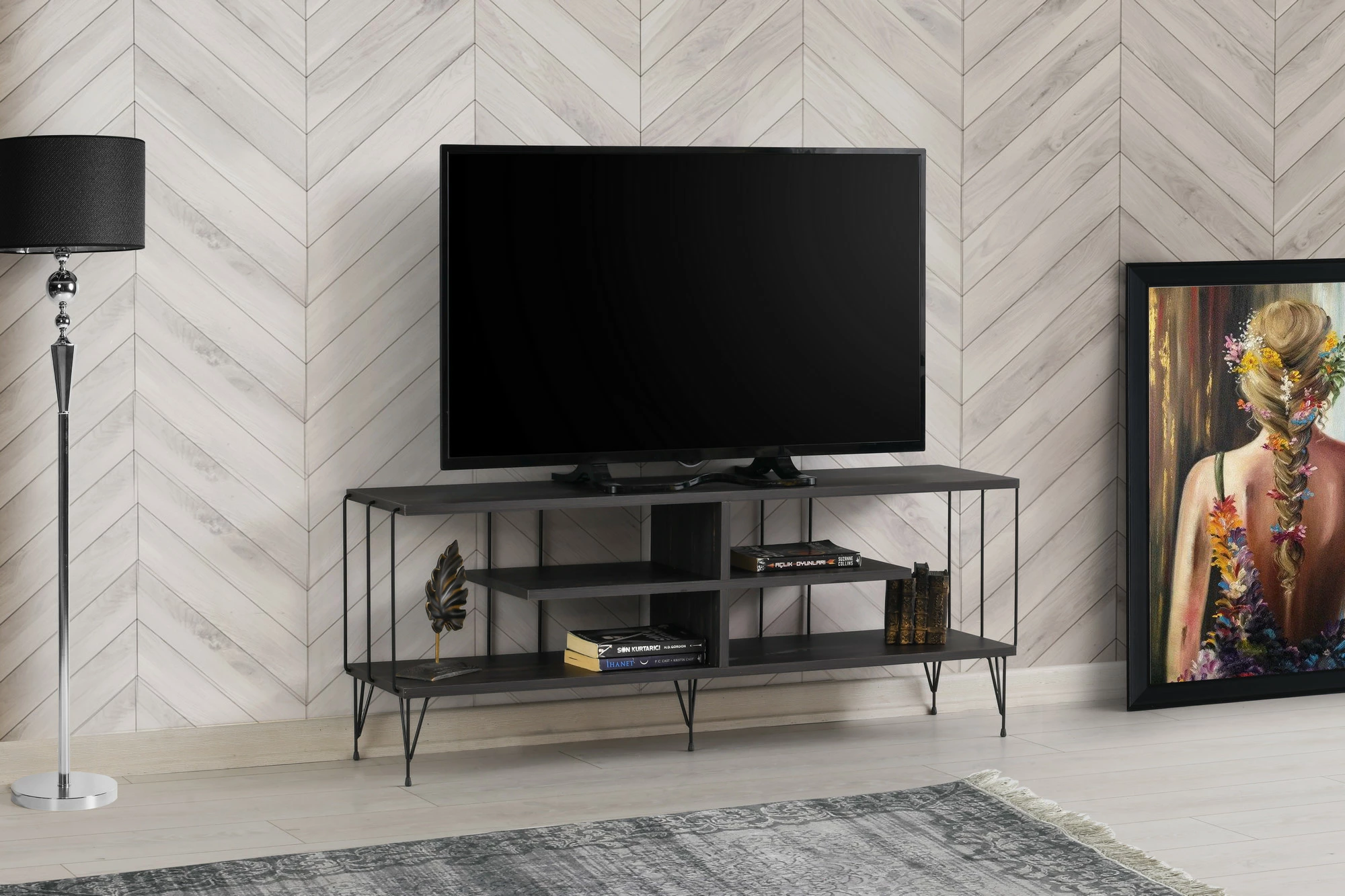Komodë për TV Hanah Home, Eze, ngjyrë kafe e errët