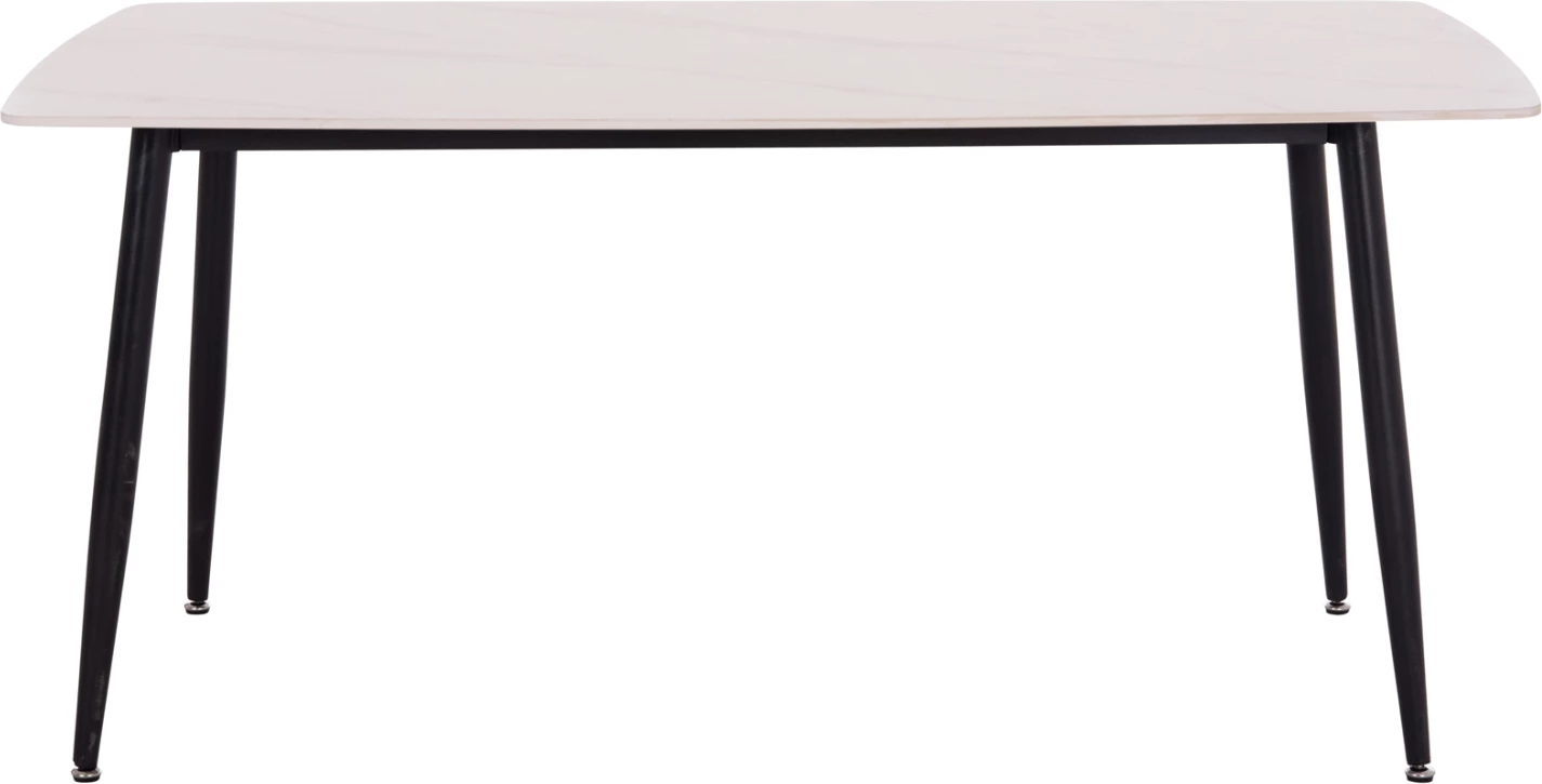 Tavolinë ngrënieje RAVEN, sipërfaqe qeramike, pamje mermeri të bardhë, 160x80x74cm