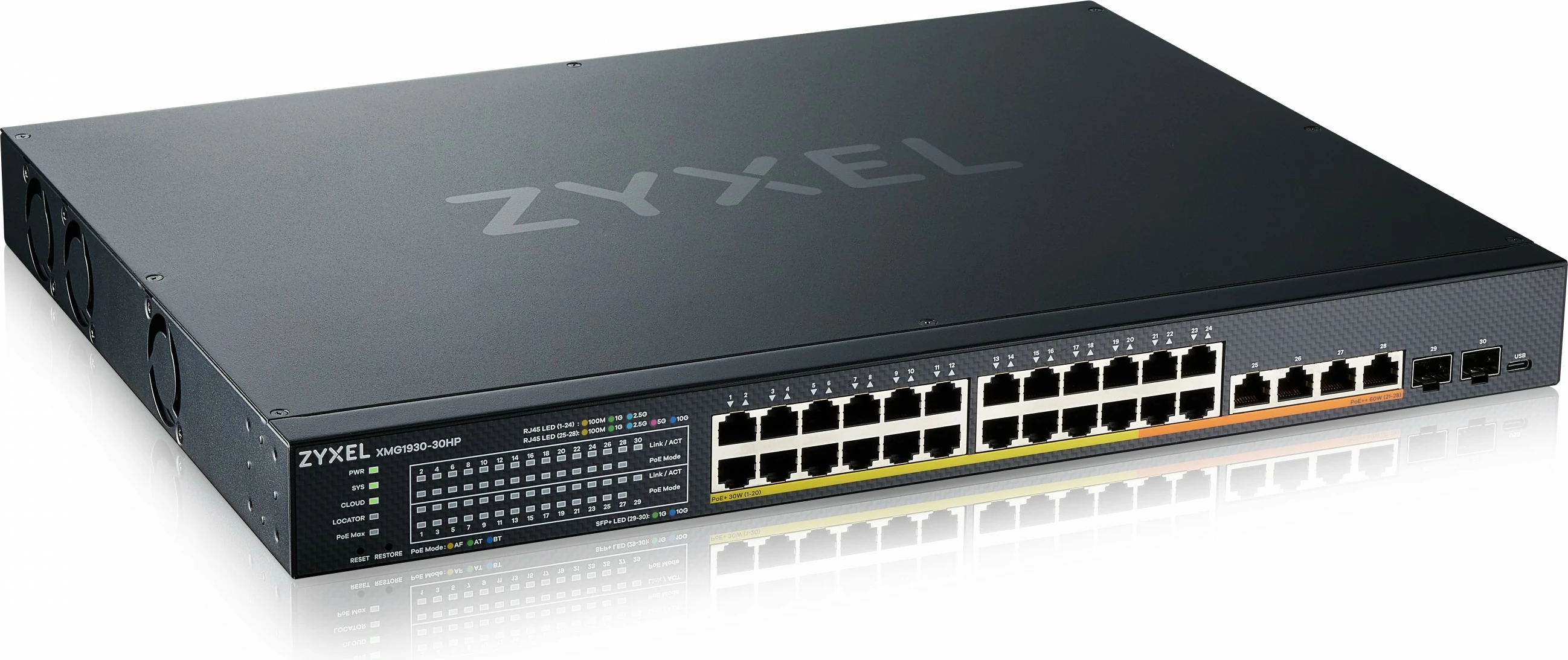 Switch Zyxel XMG1930-30HP, Managed, L3, 2.5G Ethernet, PoE, Rack mounting, 1U