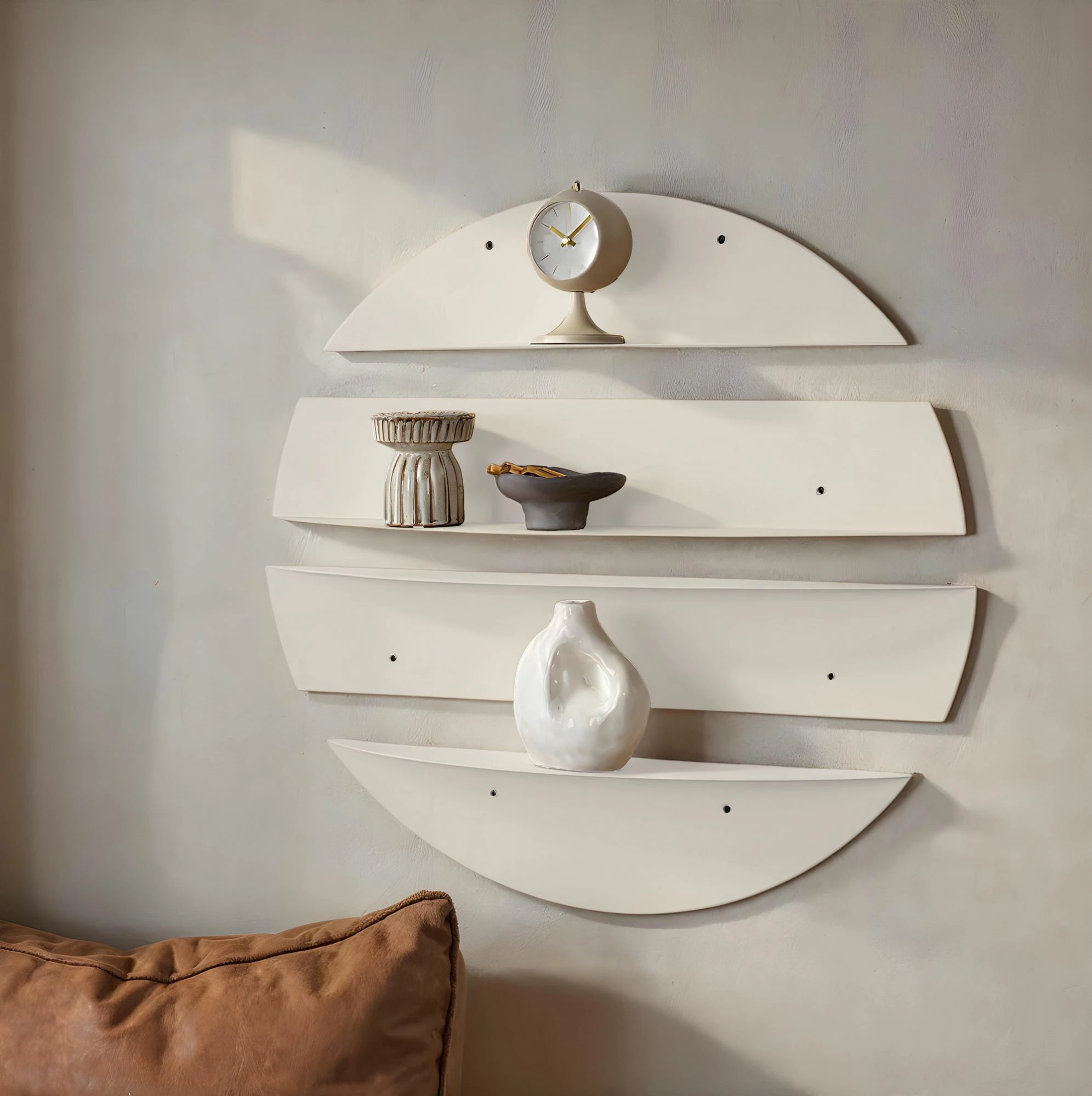 Raft dekorativ metalik për mur, ngjyrë bezhë e butë, Skye Decor, Vlnt118Kr, 76x76cm