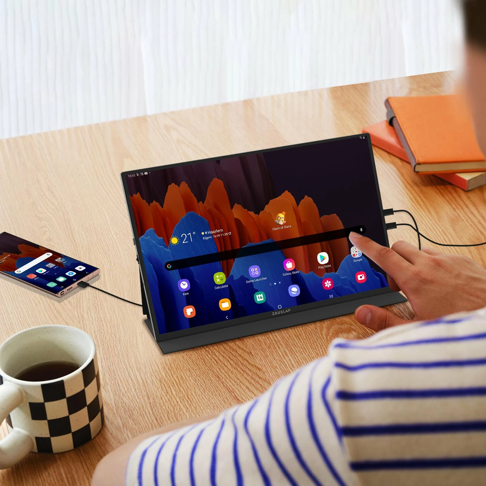 Monitor portativ Zeuslap Z10T 10.5\" IPS WUXGA me prekje, USB-C/Mini HDMI, i zi