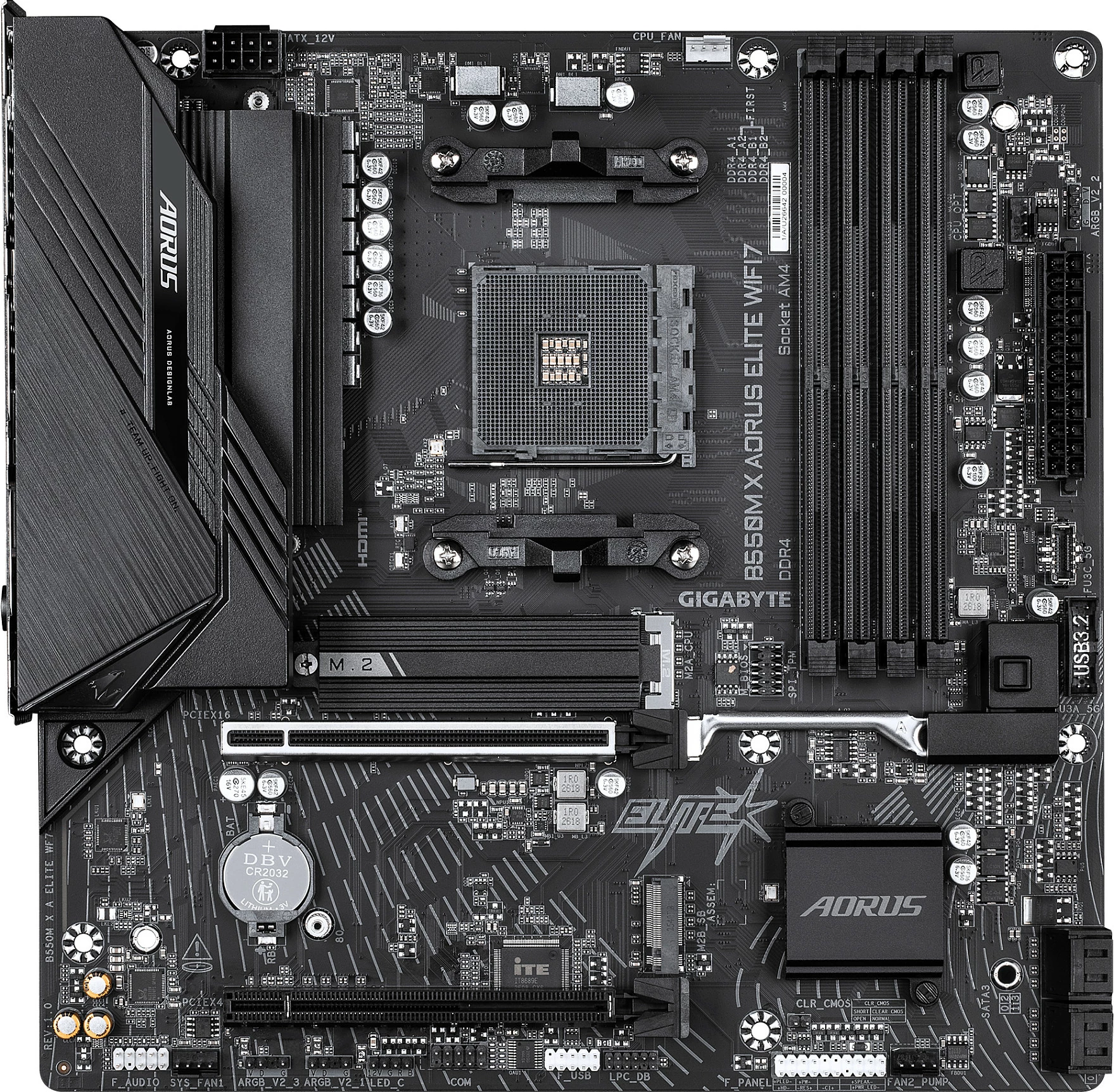 Pllakë amë Gigabyte B550M X AORUS ELITE WIFI7, Socket AM4, micro ATX, 4x DDR4, 2x M.2, HDMI/DP, e zezë