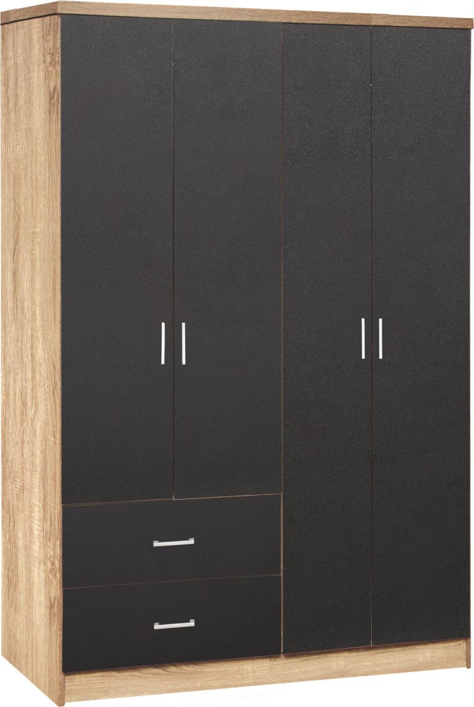 Dollap 4 dyer me 2 sirtarë FH339.04 Sonama-Gri 120x42x181cm