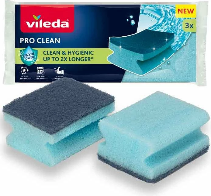 Sfungjer gërryes me enzima Vileda Pro Clean, 3 copë