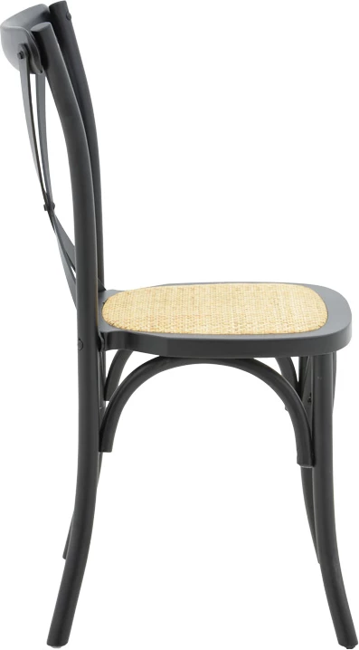 Karrige Dylon e grumbullueshme, dru ahu i zi, ulëse ratan natyral, 48x52x89cm