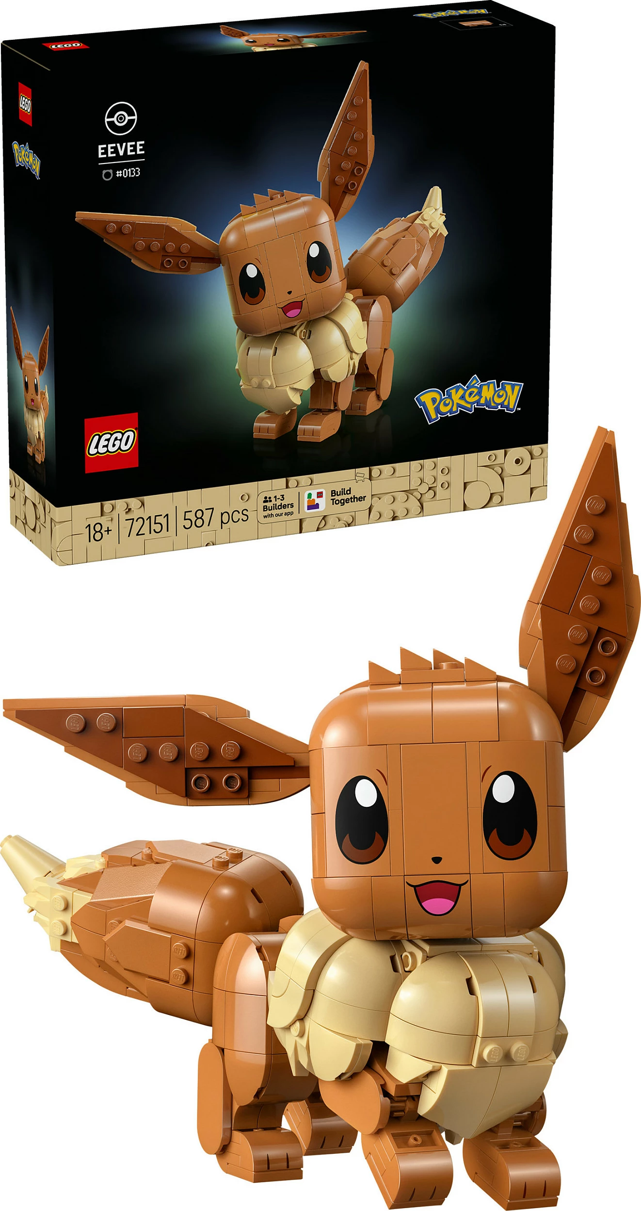 Set ndërtimi LEGO Pokémon Eevee (Evoli) 72151, 587 copë, 18+, Multicolor