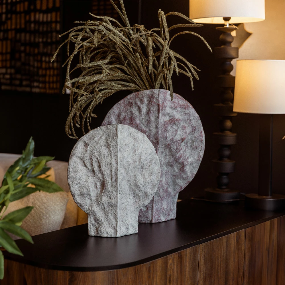 Vazo dekorative Myrti, qeramike, ngjyrë gri, 45x16x53cm