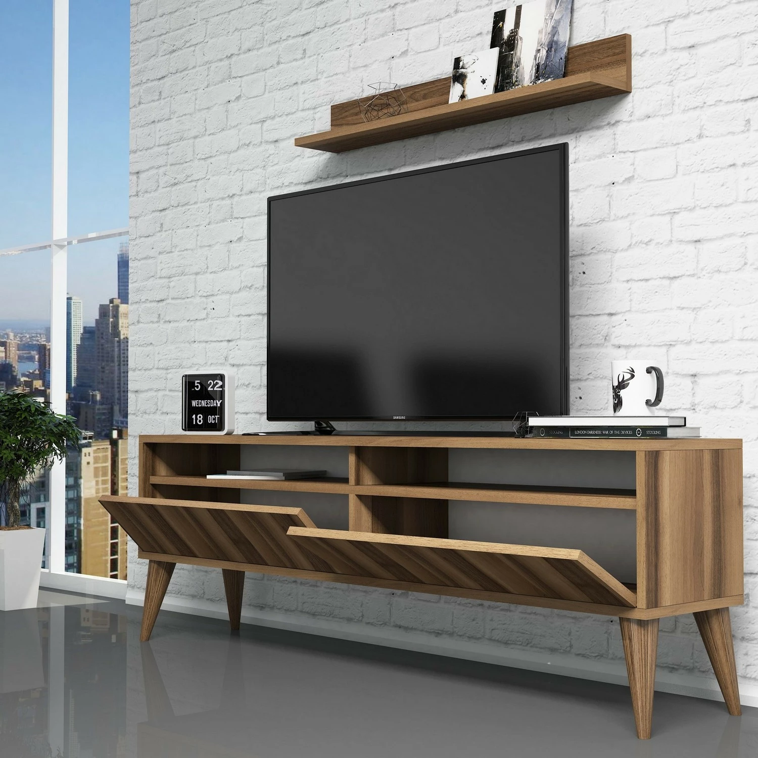Komodë TV Hanah Home, Best, ngjyrë arre