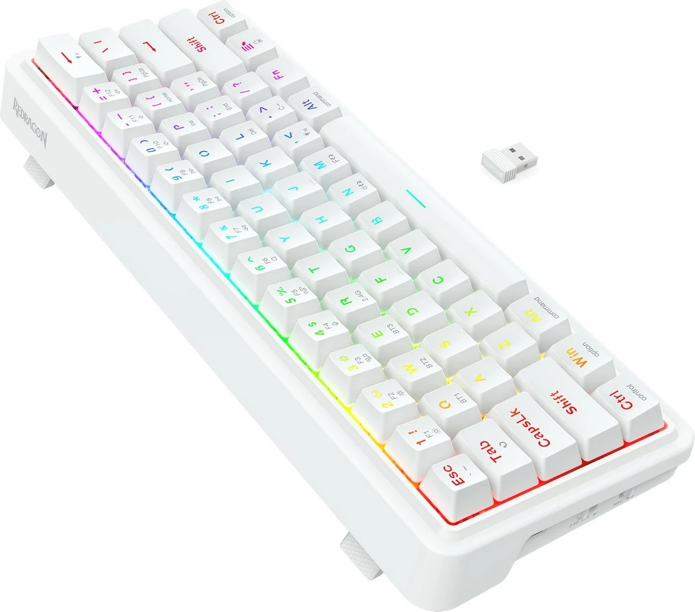 Tastierë mekanike Redragon Draconic V2 K730W-RGB-PRO, 60%, RGB, wireless/wired, e bardhë