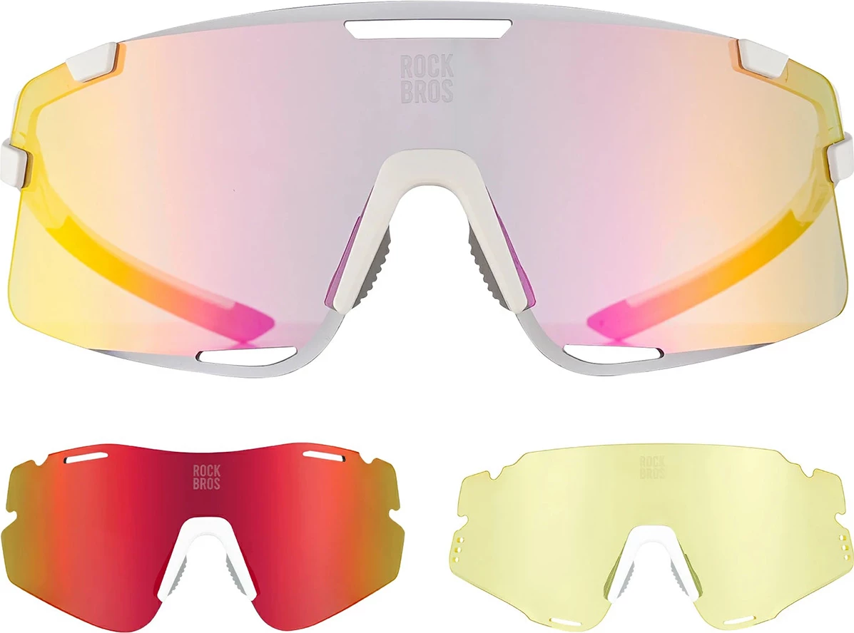 Syze çiklizmi Rockbros SP338 Road to Sky, 3 lente të ndërrueshme, UV400, 25 g, krem (set)