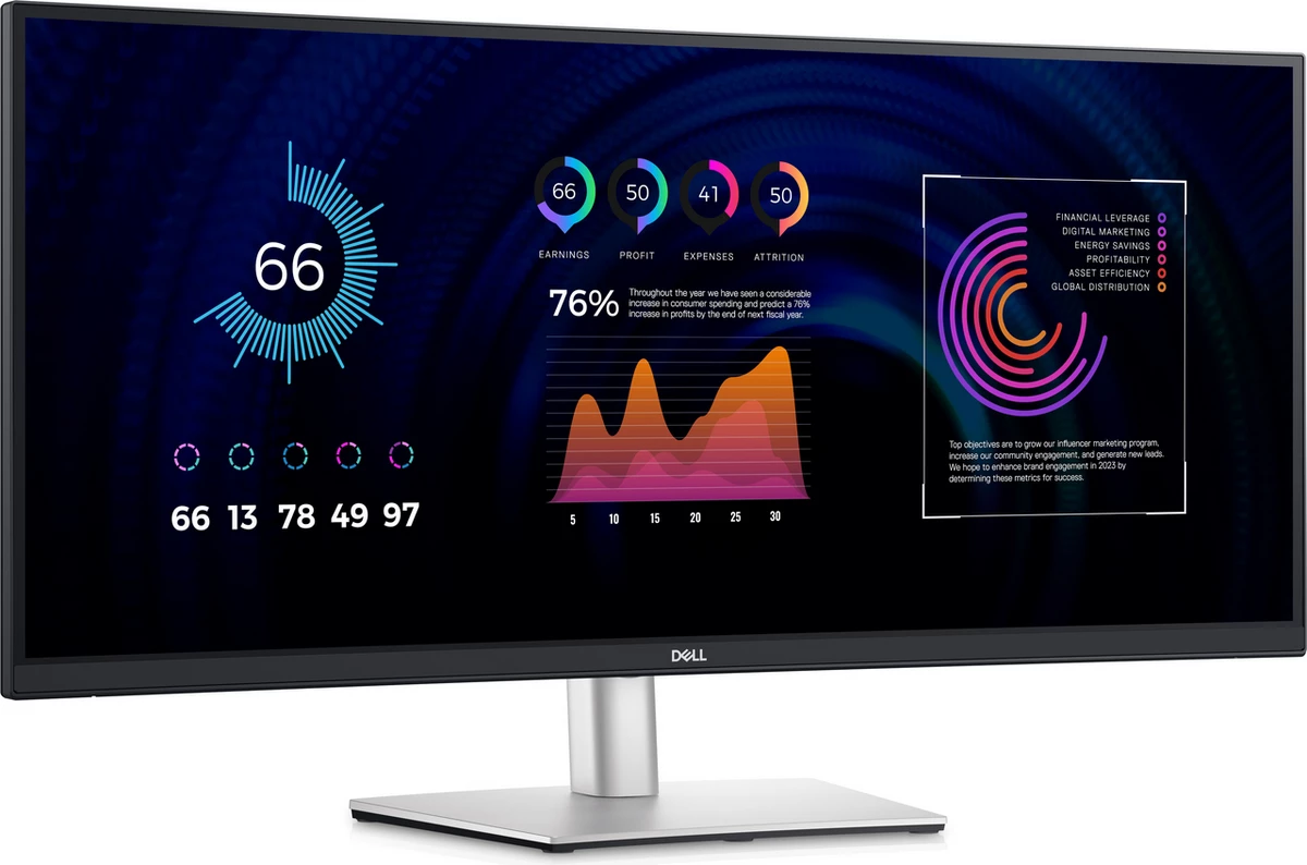 Monitor, Dell, P3424WE (210-BGTY), 34" ultrawide WQHD me USB-C hub, e zezë