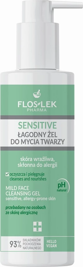 Xhel për pastrim fytyre Floslek Sensitive gentle face wash gel femra 175ml