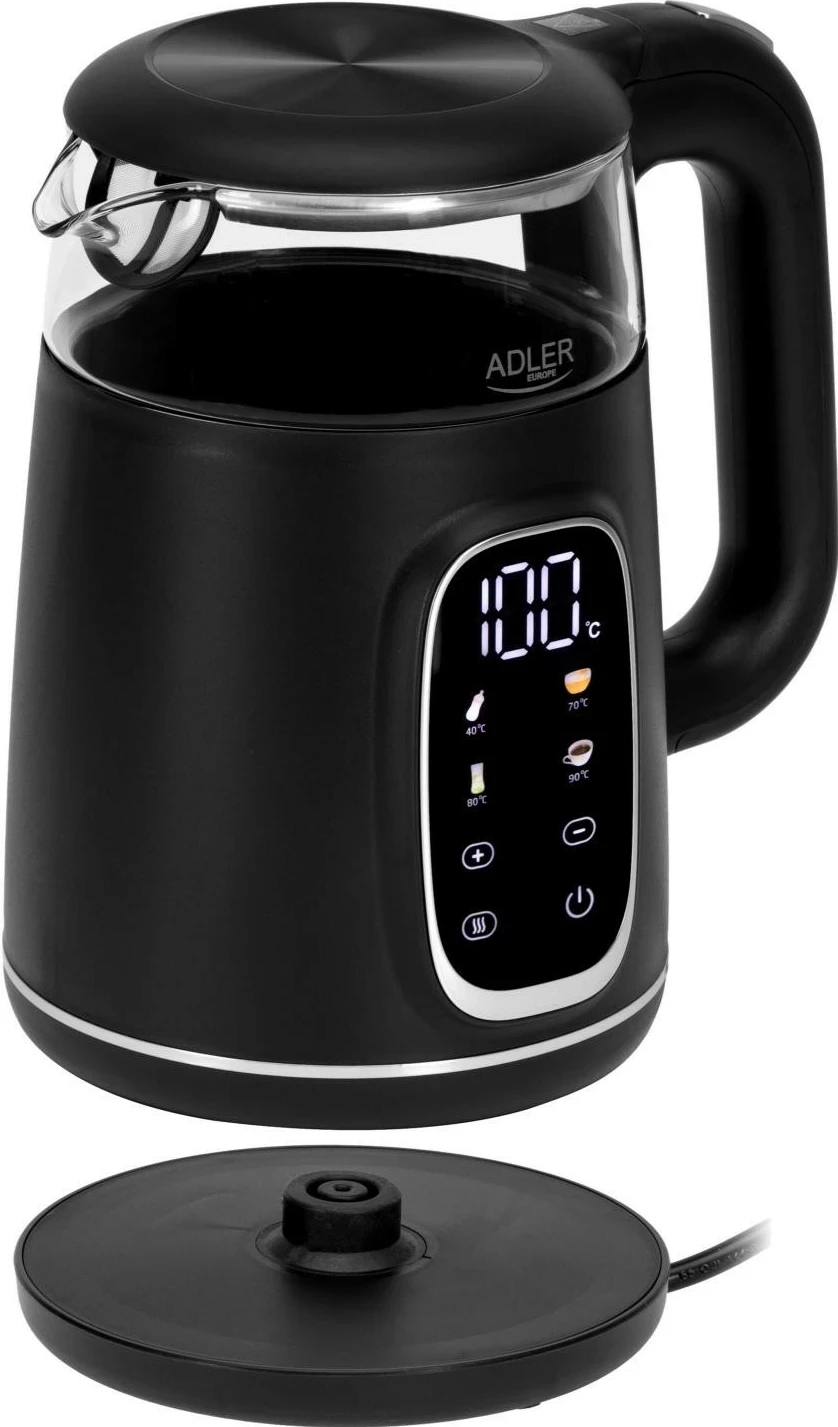Çajnik elektrik Adler AD 1305, 1.7L, 2200W, zi-e-argjendtë