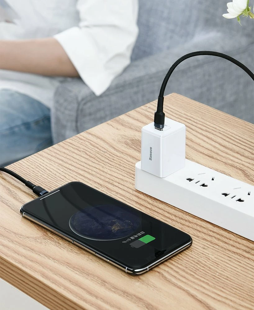 Kabllo Baseus Cafule CATLKLF-G1, USB-C në Lightning, 1m, 18W, e zezë/gri