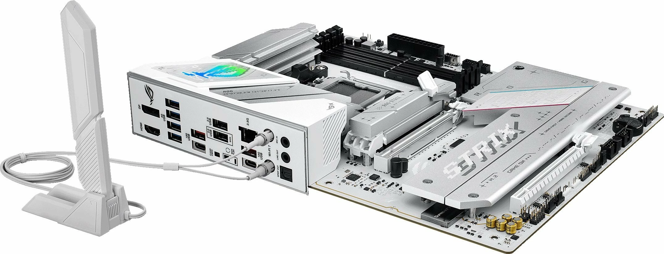 Pllakë amë Asus ROG STRIX B850-A GAMING WIFI, AM5, ATX, DDR5, Wi‑Fi 7, 2.5GbE, e bardhë, me antenë Wi‑Fi