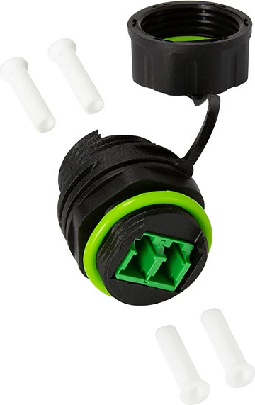 Konektor fibër optike Duplex LC LogiLink, outdoor, me kapak pluhuri, i zi/jeshil