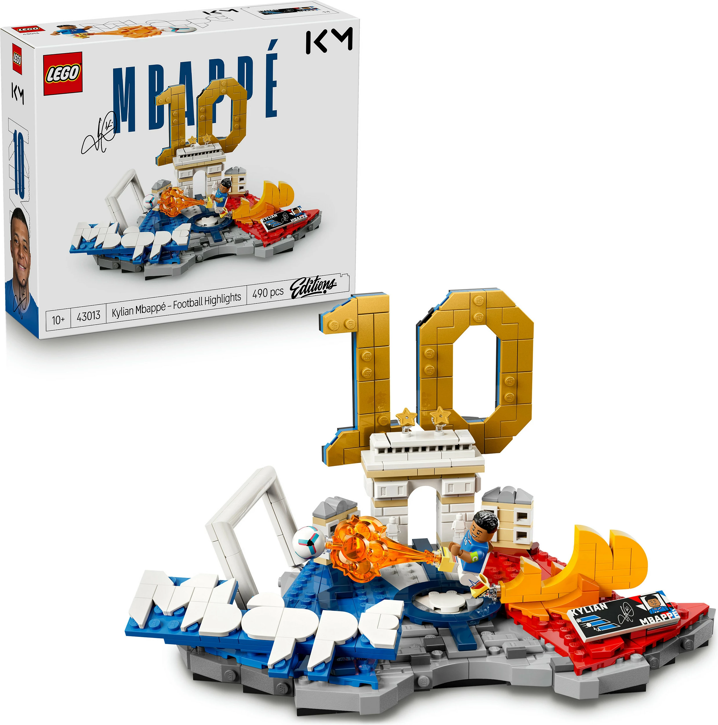 Set ndërtimi LEGO Editions 43013 Kylian Mbappé – Football Highlights, 490 copë, multikolor