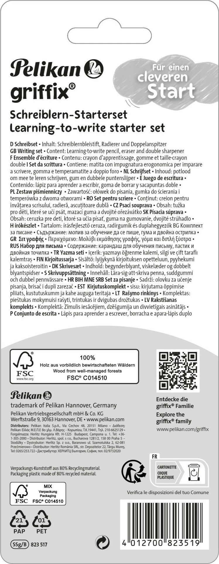 Set shkrimi Pelikan griffix, B, trekëndësh, 140mm, gri