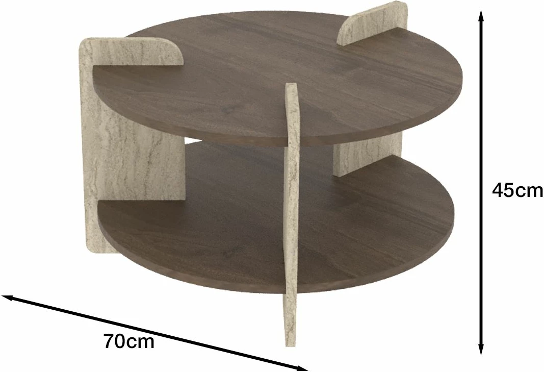 Tavolinë kafeje Skye Decor, Oalla - travertin, arrë