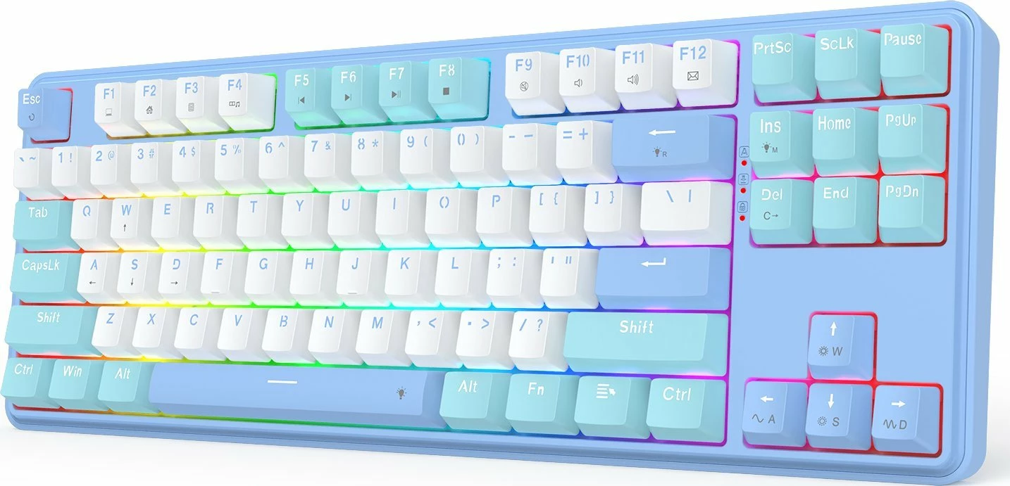 Tastierë gaming mekanike Redragon K707 StarBlade (K707WBB-RGB) TKL 80% US, hot-swap, RGB, USB, blu/bardhë