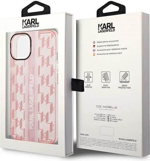 Mbështjellës Karl Lagerfeld Mono Vertical Stripe për iPhone 14 Plus 6.7", Rozë