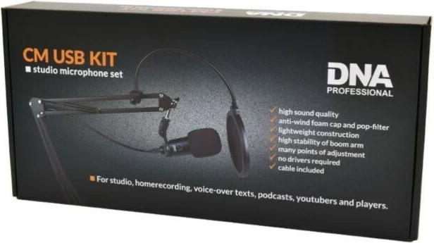 Set mikrofonësh DNA PROFESSIONAL CM USB KIT, me USB, për podcast, i zi