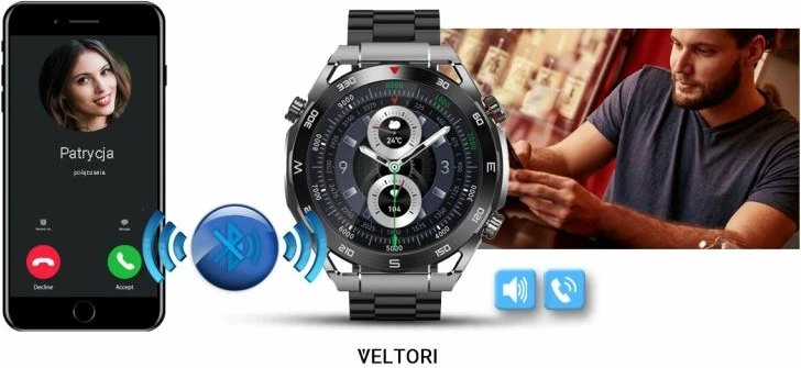 Smartwatch VELTORI unisex, e zezë