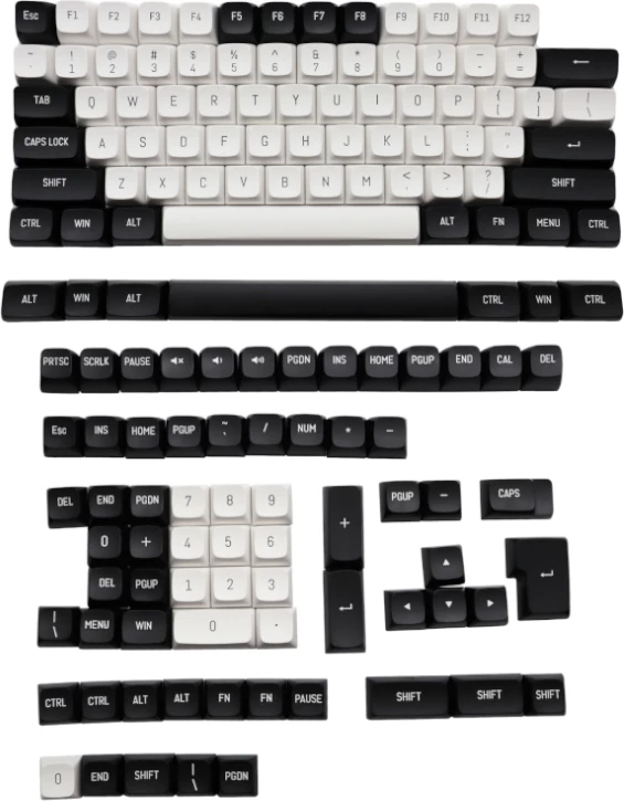 Set kapakësh tastesh Redragon A132 PBT Double Shot, 150 copë, bardh/zi