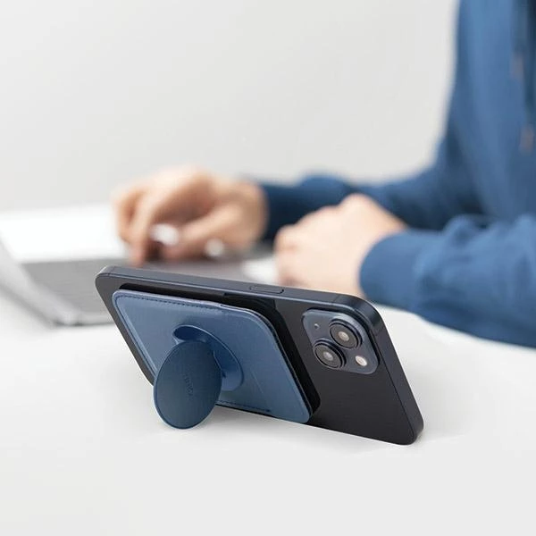 Portofol magnetik për karta UNIQ Flix, me mbajtëse, për celular, e verdhë